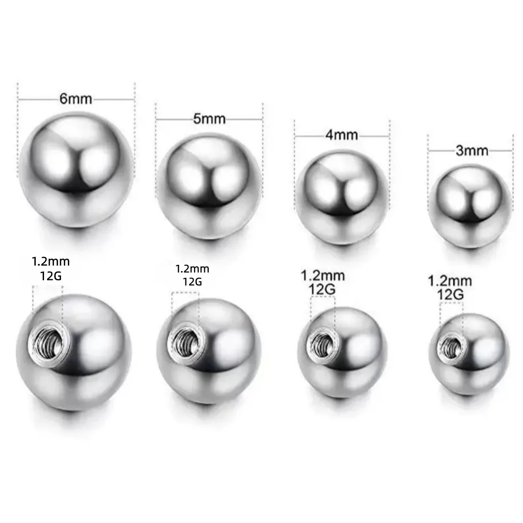 100 Pcs/bag 3mm 4mm 5mm 6mm Replacement BALLS Threaded Surgical Steel Industrial Barbell Tongue Belly Body Piercing Parts