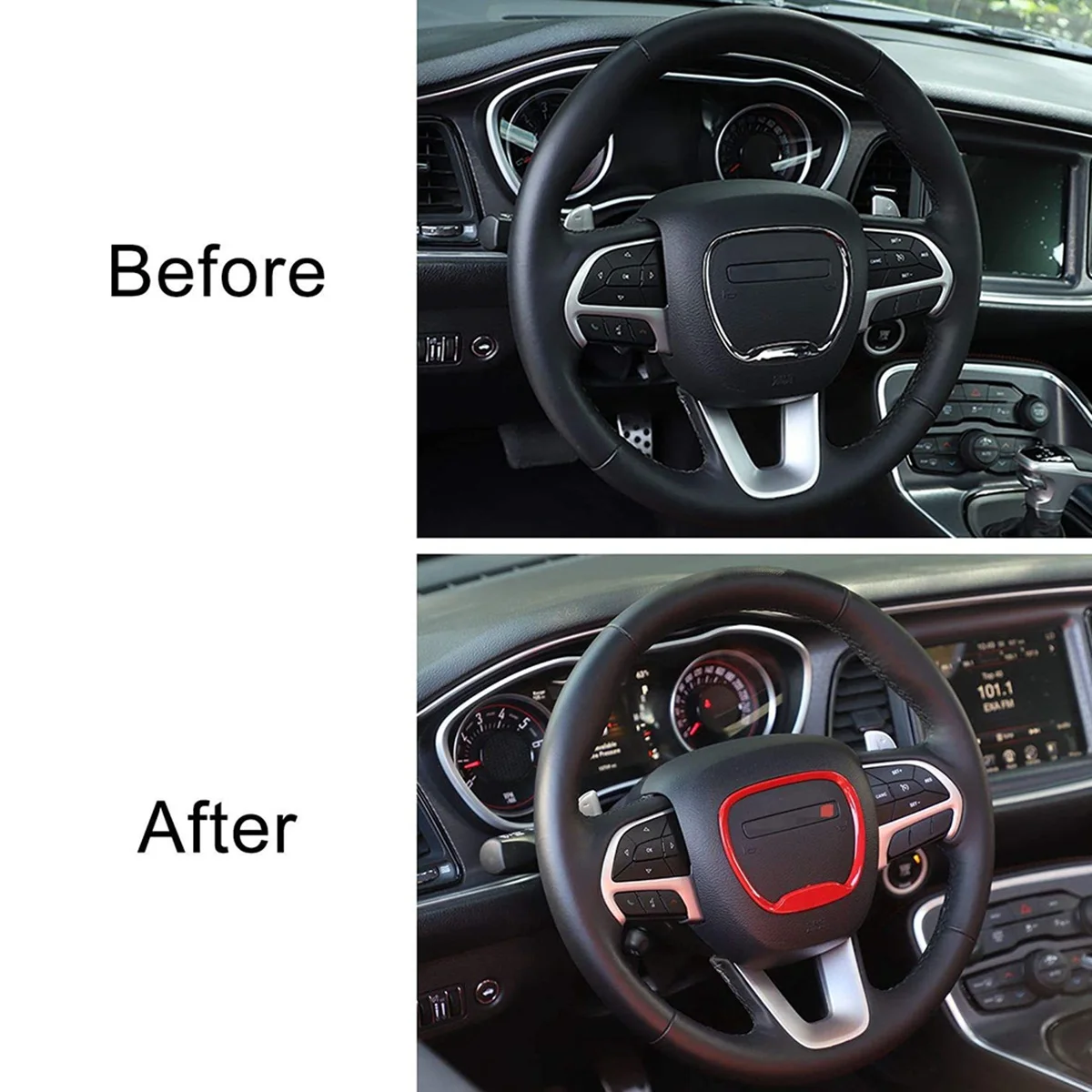 Steering Wheel Trim Interior Accessories for 2015-2020 Dodge Challenger Charger 2014-2020 Durango ABS,