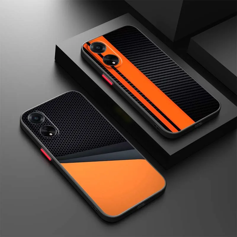 

Carbon fiber pattern Phone Case For OPPO Find X3 X5 Lite Pro A98 A94 A93 A78 A79 A76 A58 A57 5G Frosted Translucent