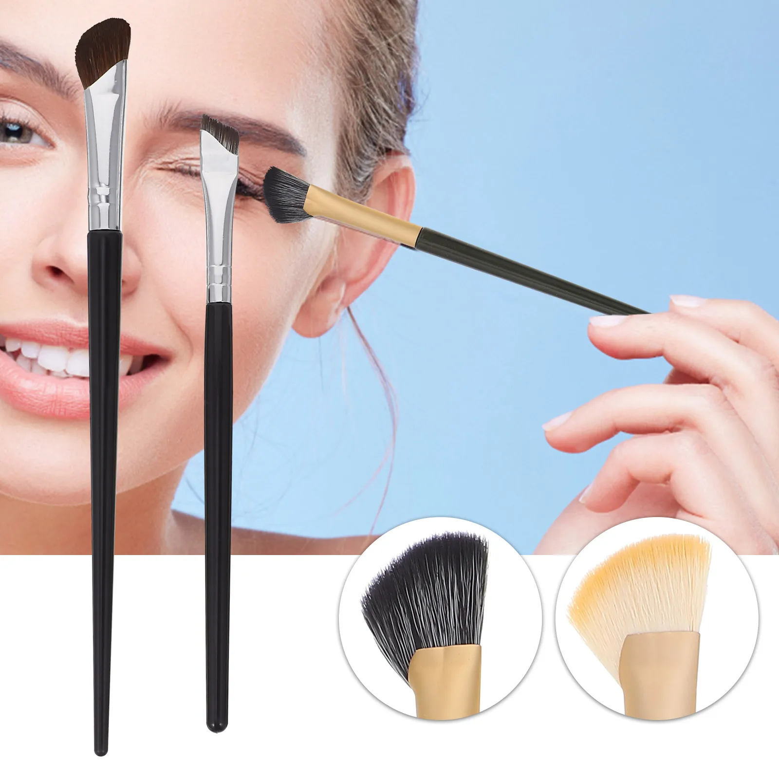 6 stuks neusschaduw schuine concealer en eyelinerborstelset voor nauwkeurige oogmake-up onder de ogen bedekken en wenkbrauwvormen