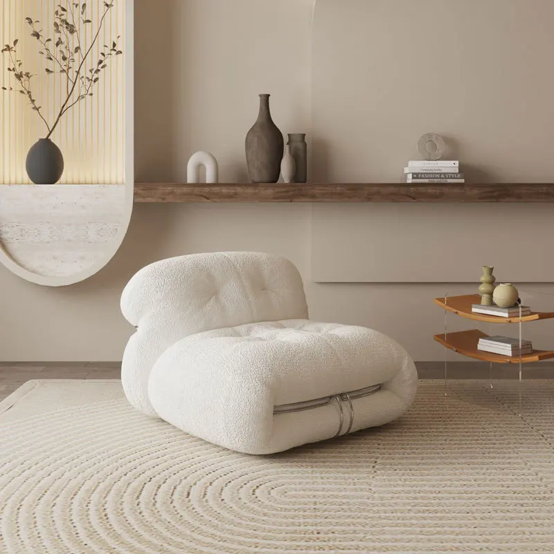 Single sofa living room small apartment modern steel tooth hippo leisure lazy fabric sofa