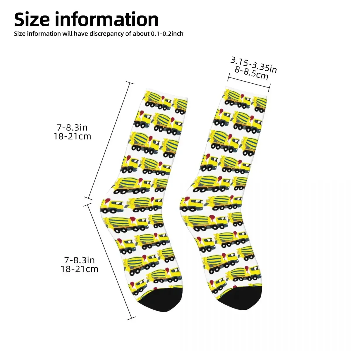 Concrete Cement Truck Construction Trucks Socks Harajuku Sweat Absorbing Stockings All Season Long Socks for Birthday Present