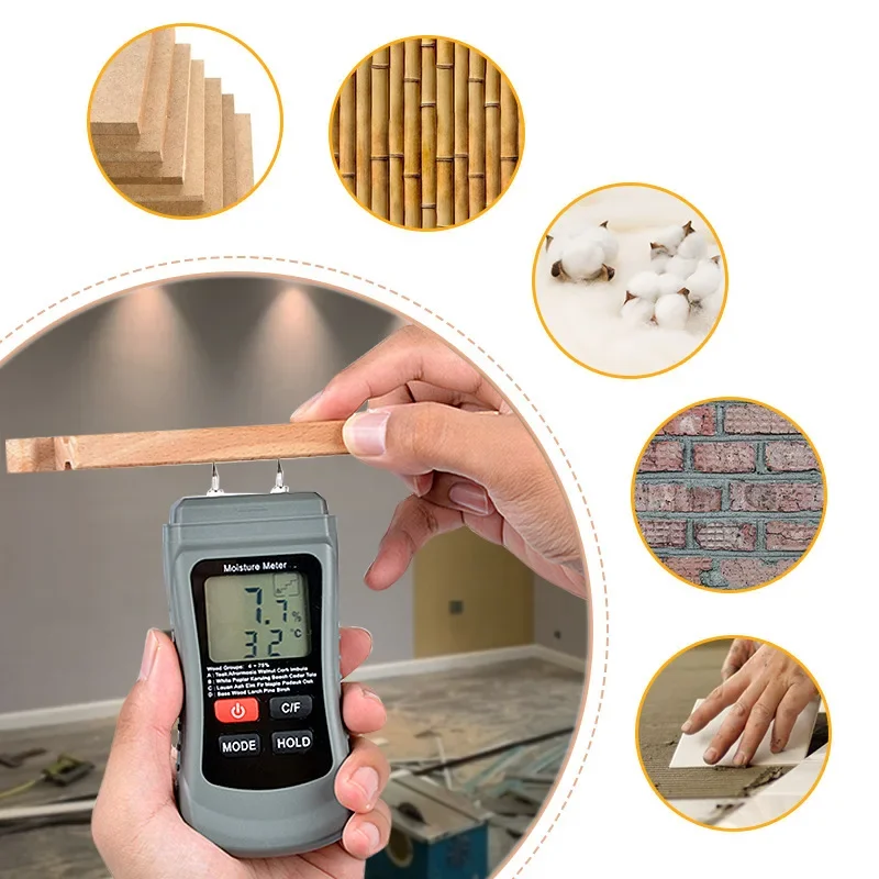 Needle Wood Moisture Tester Moisture Meter Cardboard Floor Mixed Wall Hygrometer Moisture Content Portable in English