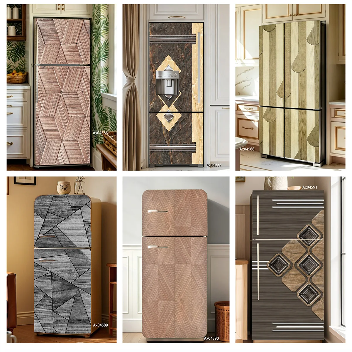Geometric Herringbone Wood Marble Grain Self Adhesive Wallpaper Fridge Sticker for Refrigerator Decor Cabinet Furniture Makeover
