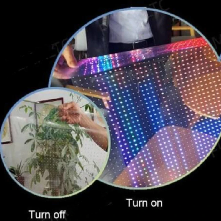 Easy Install Transparent Display Rollable Film Soft Screen Flexible Transparent Film Display Adhesive Led Screen