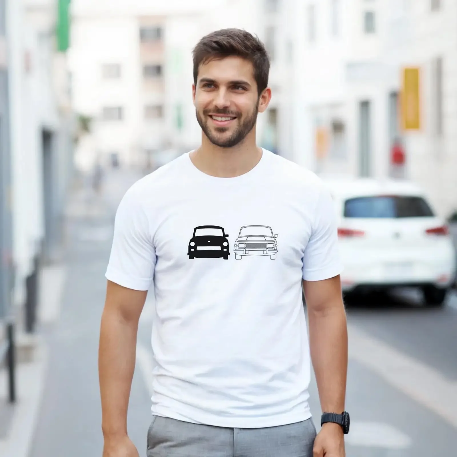 Wartburg Trabant T Shirt GDR Nostalgia Classic Cotton vintage Washed graphic Top For Everyday Wear Slightly Stretched fashion