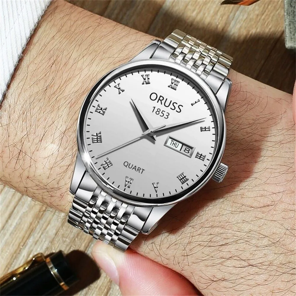 Men's watch atmospheric class gentleman business all durable handsome double calendar simple men's watch