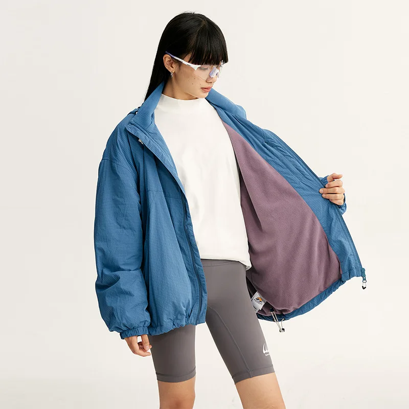 Women Outdoor Lightweight Fleece Liner Waterproof Loose Casual Jacket Men Streetwear Fashion Hooded Cargo Jacket Couple Coat