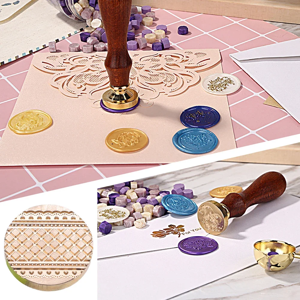 25mm Sealing Wax Stamp Head Copper Wax Seal Replace Heads 3D Relief Fire Paint Stamp Seal DIY Invitation Envelope Crafts Tool