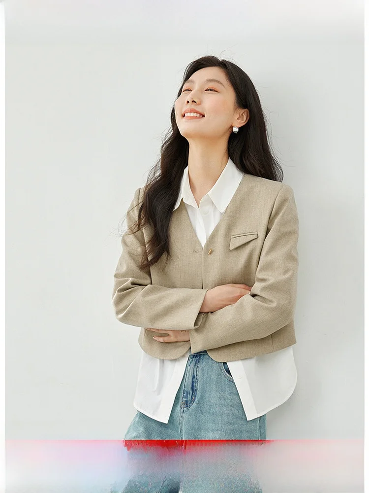 

Ele Commute Outerwear V-Ne Open Cardigan Slimming Loose Sle New Spring Autumn Ladies Faion Polyester Blend