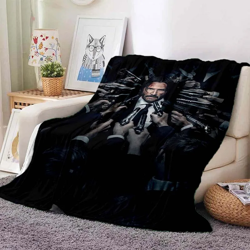 Movie John Wick Printed Blanket Thin Blanket Soft Warm Throw Blankets Cozy Blankets for Beds Gift Soft Flannel Blankets for Beds