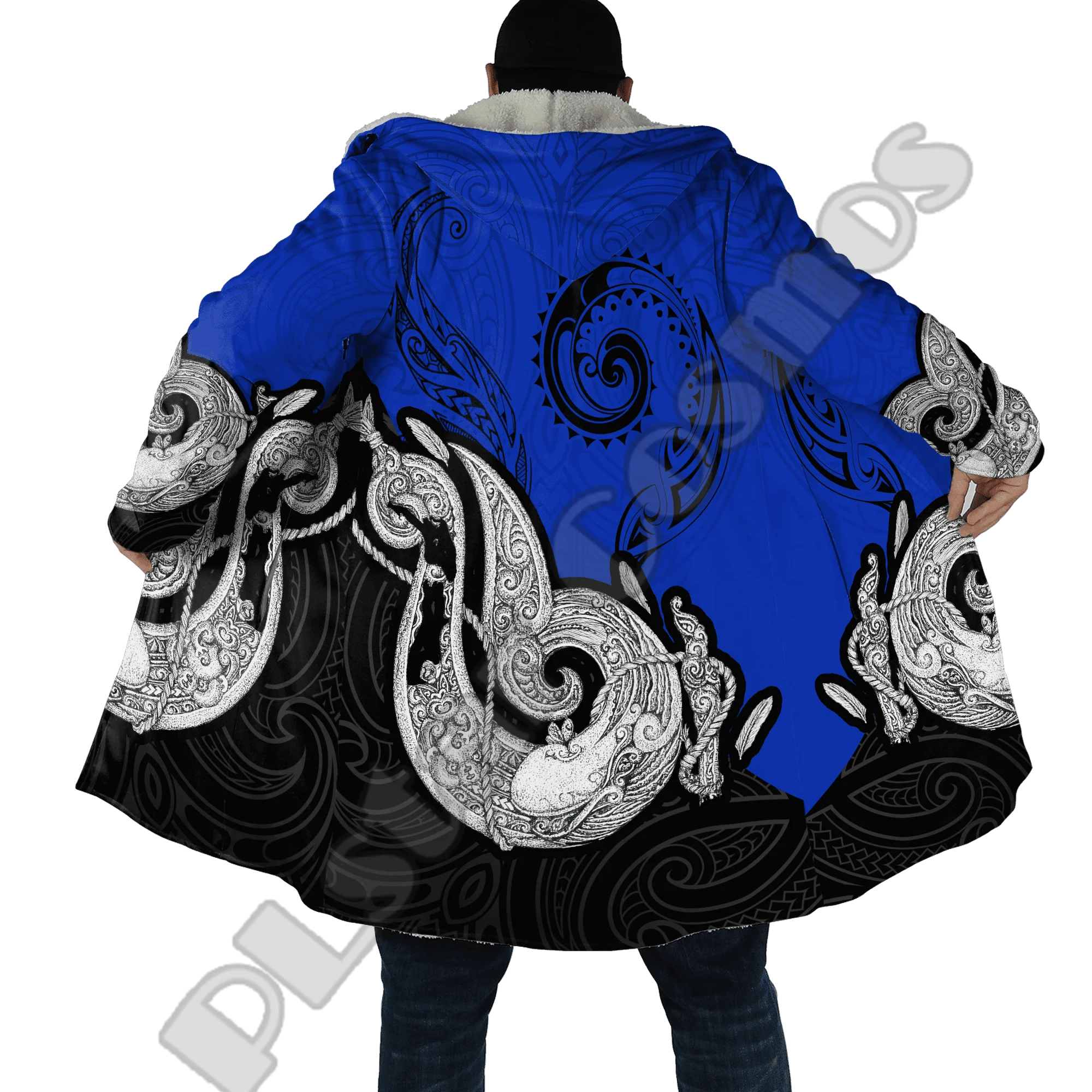 Custom Name New Zealand Maori Aotearoa Tattoo Vintage 3DPrint Streetwear Windbreaker Hoodies Winter Overcoat Hood Cloak Fleece L