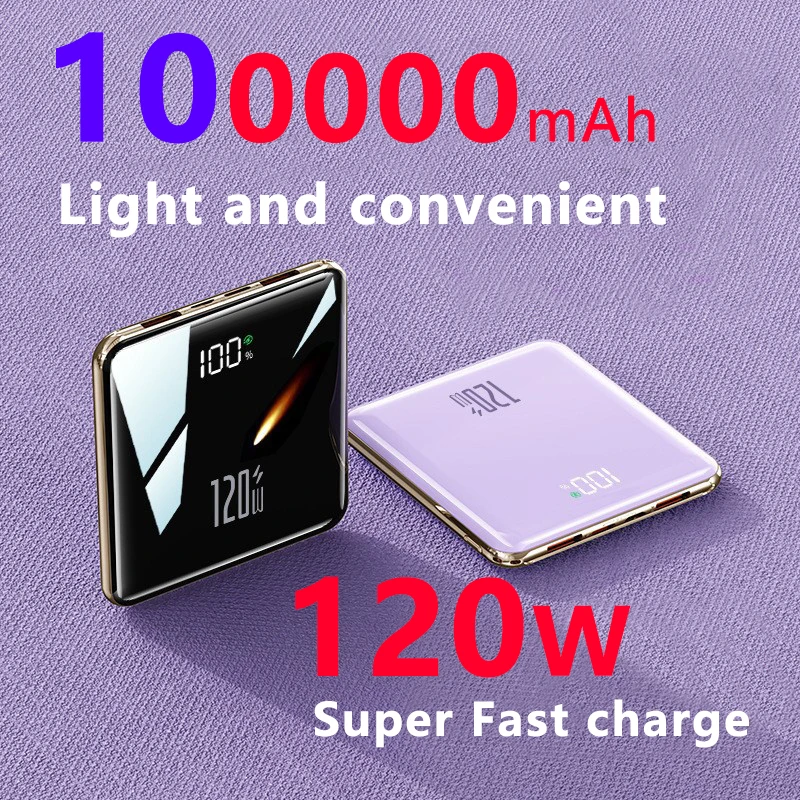 

Xiaomi 100000mAh Power Bank 120W Fast Charging Powerbank Portable With 4 Wire Battery High Capacity Digital Display Power Bank