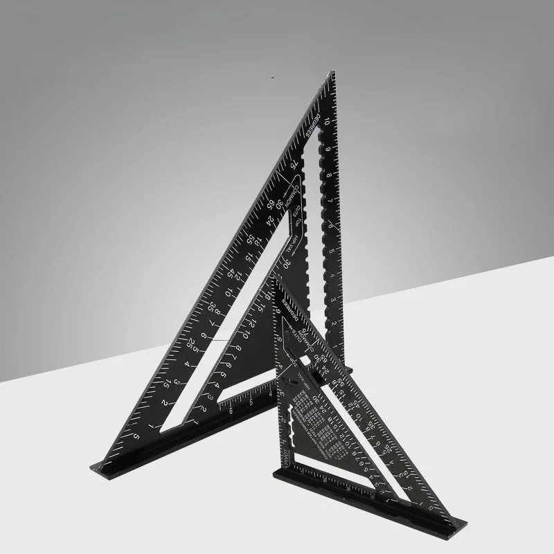 Triangle Ruler 7Inch Measurement Tool Aluminium Alloy Carpenter Set Square Angle Woodworking Tools Try Square Triangular Metric