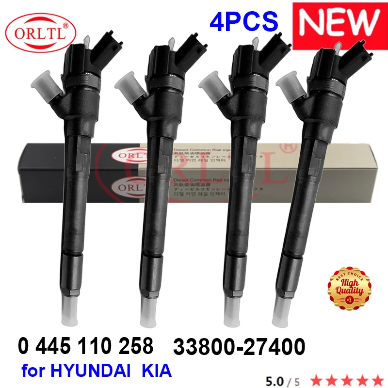 

ORLTL 33800-27400 0 445 110 258 0445110258 3380027400 33800 27400 0986435156 Genuine Diesel Fuel Injector for HYUNDAI KIA 4pcs