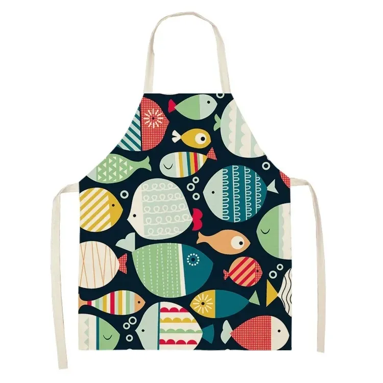 Women's Men's Kitchen Apron Housewife Apron Waterproof Cooking Oil Resistant Fish Cotton Linen Home Stain Resistant Chef