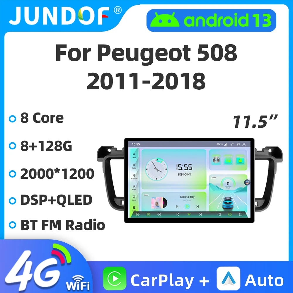 

11.5"inch 2K Android 13 Car Radio For Peugeot 508 508SW 2011-2018 Multimedia Video Player GPS Navigation Carplay 2Din Head unit