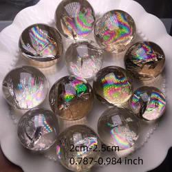 Natural Rainbow Smoky Quartz mini Explosive Crystal Ball, Home Office Bedroom Crystal Decoration