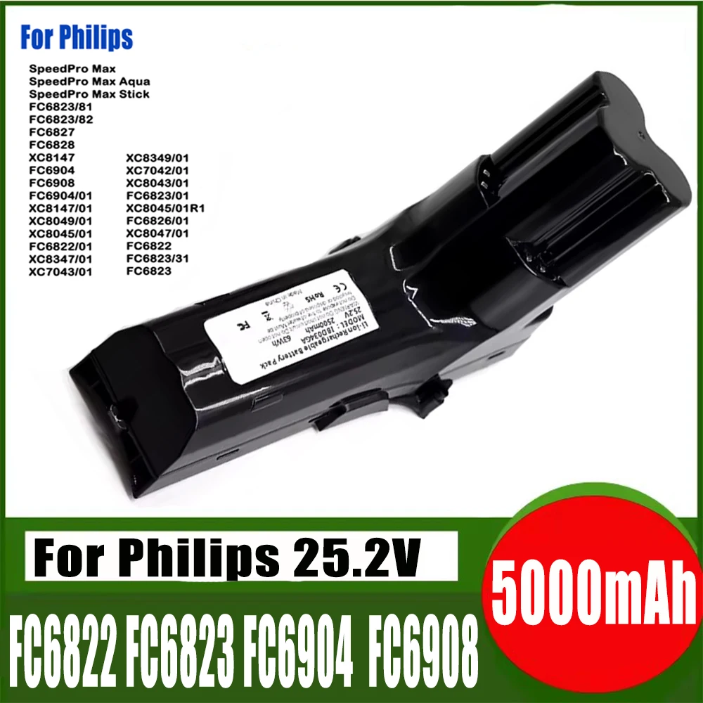 25,2 V Ersatzakku für Philips SpeedPro Max Akku-Staubsauger 7000 8000 Serie Aqua Plus XC7057/01