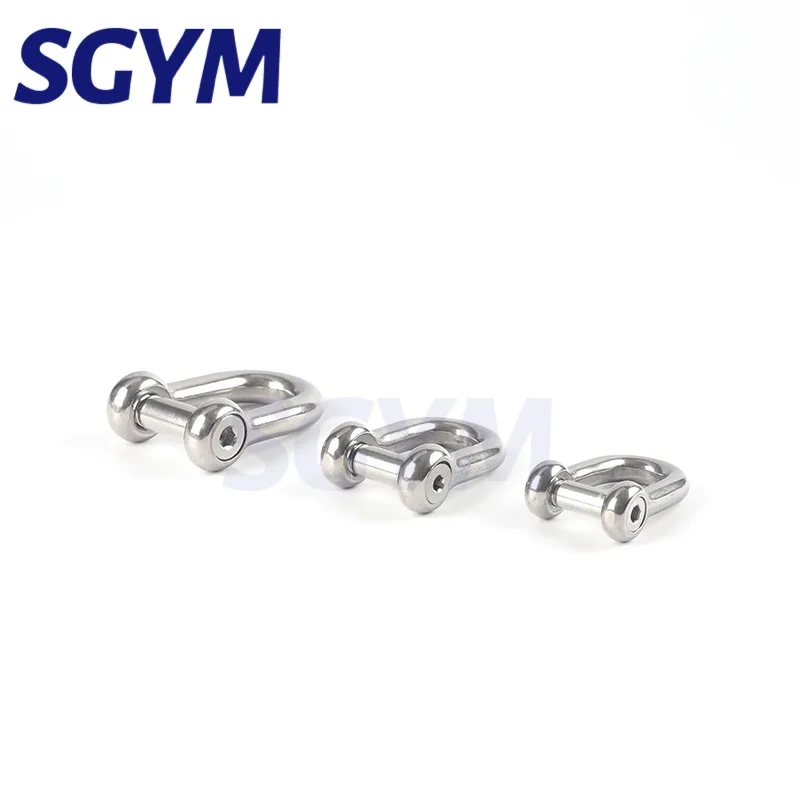 1/5pcs 5/6/8/10mm Straight Dee Shackles Short 304 Stainless Steel  Breaking Hexagonal Socket Screw D Shackle Hooks boat rigging