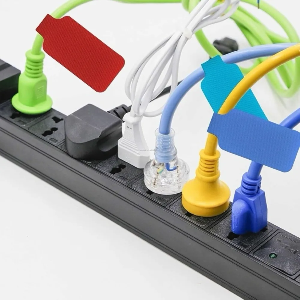 24pcs Waterproof Self Adhesive Cable Labels Nylon Reusable Desktop Cable Organizer Durable Removable Wire Cord Tags