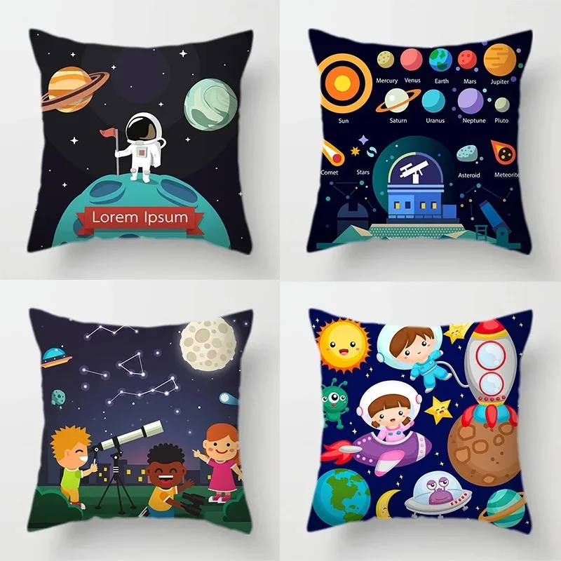 

Cartoon Rocket Astronaut Pillowcase Office Living Room Home Pillowcase Car Ornaments