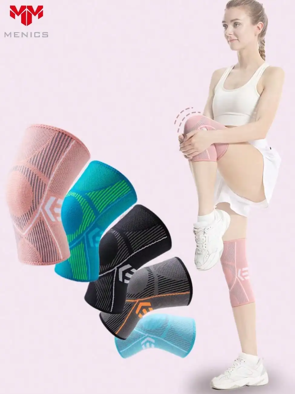 

2 Pieces Nylon Anti-Slip Knee Pads | Breathable Compression For Cycling, Running, Fitness, Men & Women