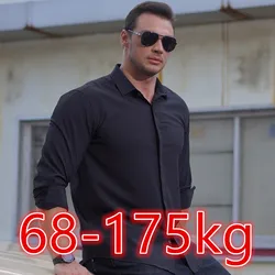 68-175kg Men's Long Sleeve Shirt Casual Oversized Loose Shirt Plus Size Business Shirt Big Size Male Tops