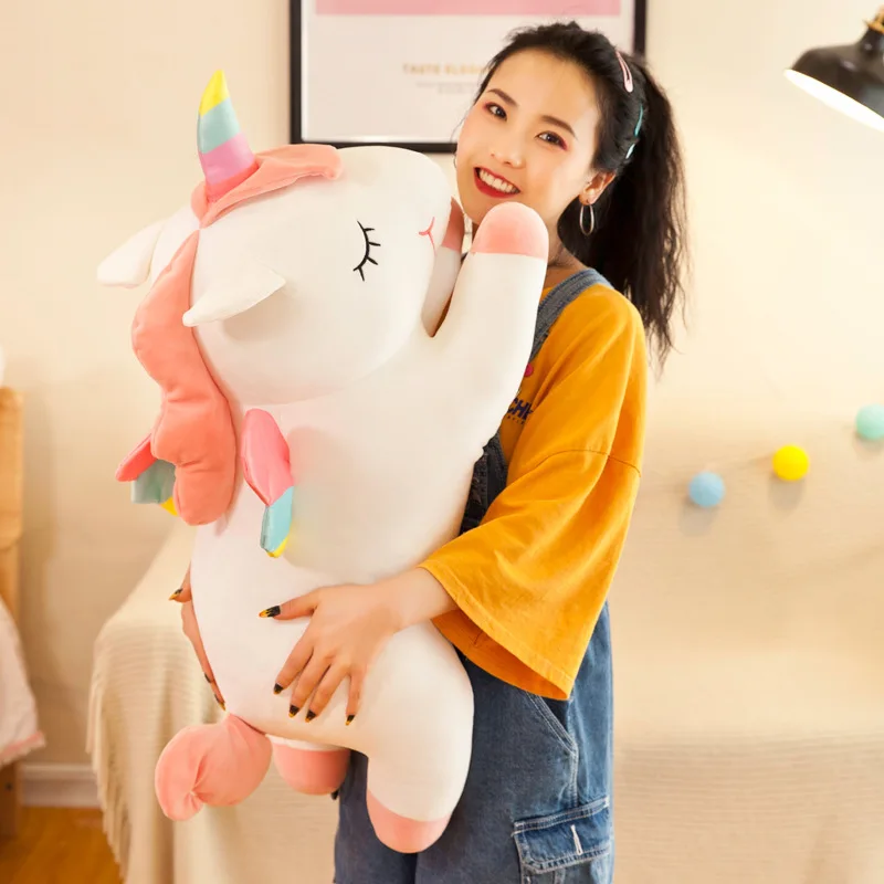 Jouet en peluche cheval Kawaii pour enfants, doux, HDPButter, animal compagnon, oreiller, anniversaire, cadeau de Noël pour filles, 30 cm, 50cm