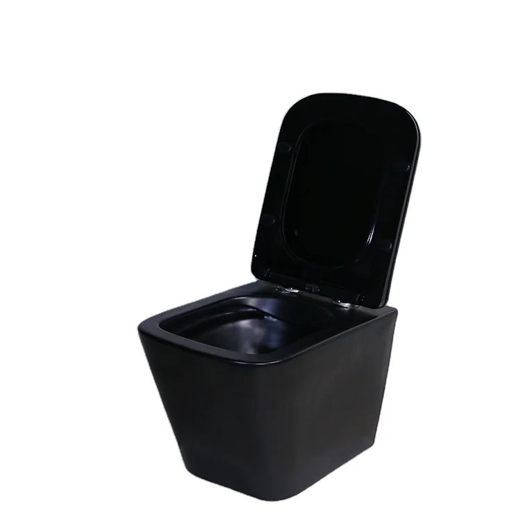 Medyag Square WC Toilets Matte Black Wall Mounted Rimless Cyclone Flushing Color Bathroom Water Closet