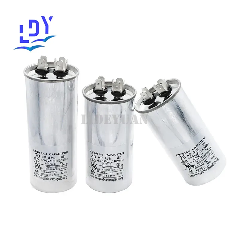 1PCS CBB65 5 uf450v20UF25UF450v30UF 35UF 40UF 450v 45UF 50UF 60UF450V70UF80UF450V air conditioning compressor startup capacitor