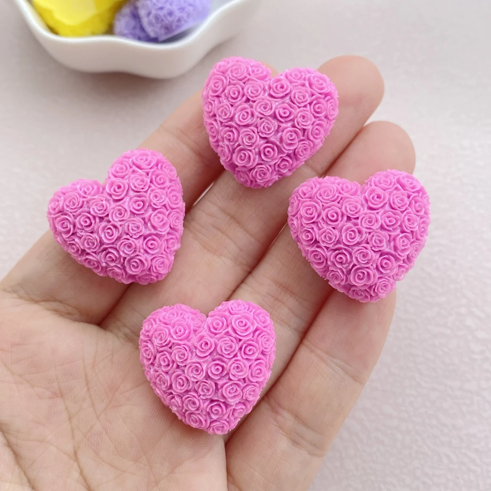 Resin Colorful Cartoon Rose love Flatback Stone 6PCS DIY Christmas Halloween Decor Figurines Scrapbook Accessories