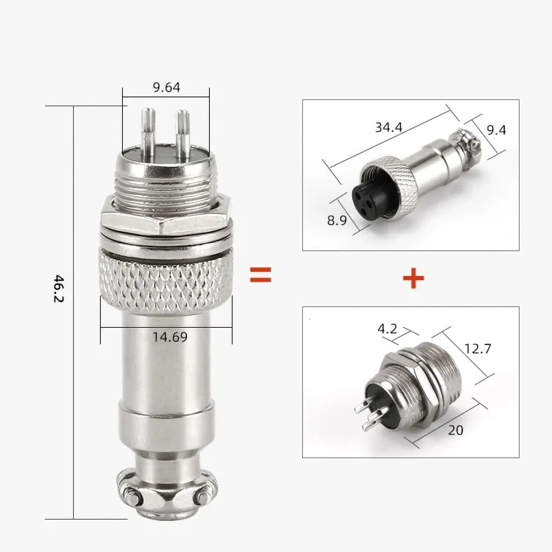 10Sets Aviation Connector Plug GX12 Connector Female/Male Metal 2/3/4/5/6/7Pin Socket for Electronic Devices Wire Connector Kit