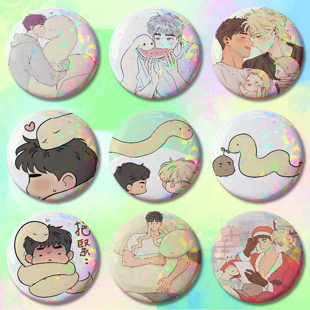 

The Sacred Serpents Seduction Enamel Pin Tinplate Round Brooch Cosplay Nijigen Otaku Culture Badges 58mm 44mm 32mm 75mm 25mm