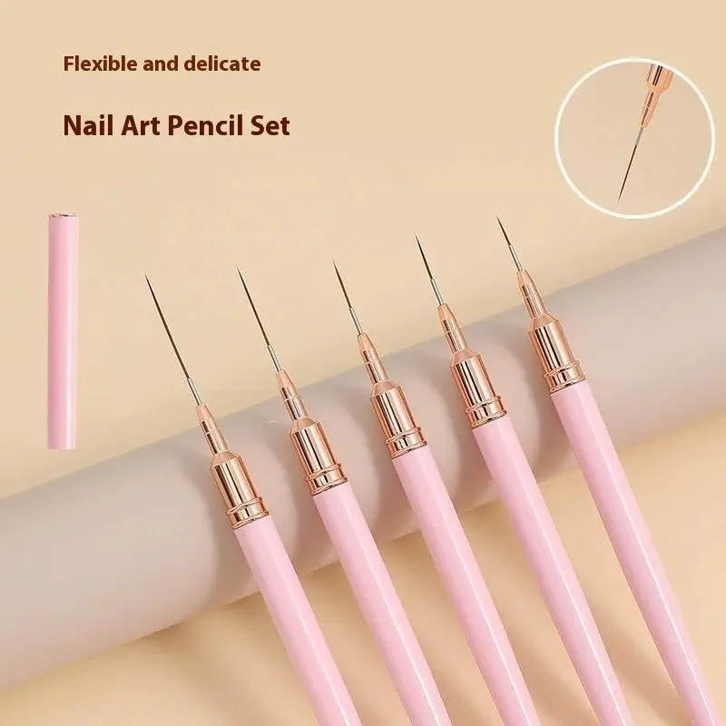 5 stücke Nail art Liner Pinsel Set UV Gel Nagel Pinsel Kits Französisch Streifen Linie Malerei Zeichnung Blume Stift Professionelle maniküre Werkzeug