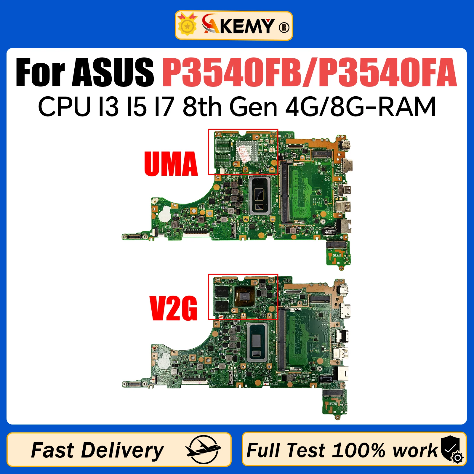 

AKEMY P3540FB Mainboard For ASUS PRO574FB P3548F PX574FB Laptop Motherboard CPU I3 I5 I7 8th Gen 4G/