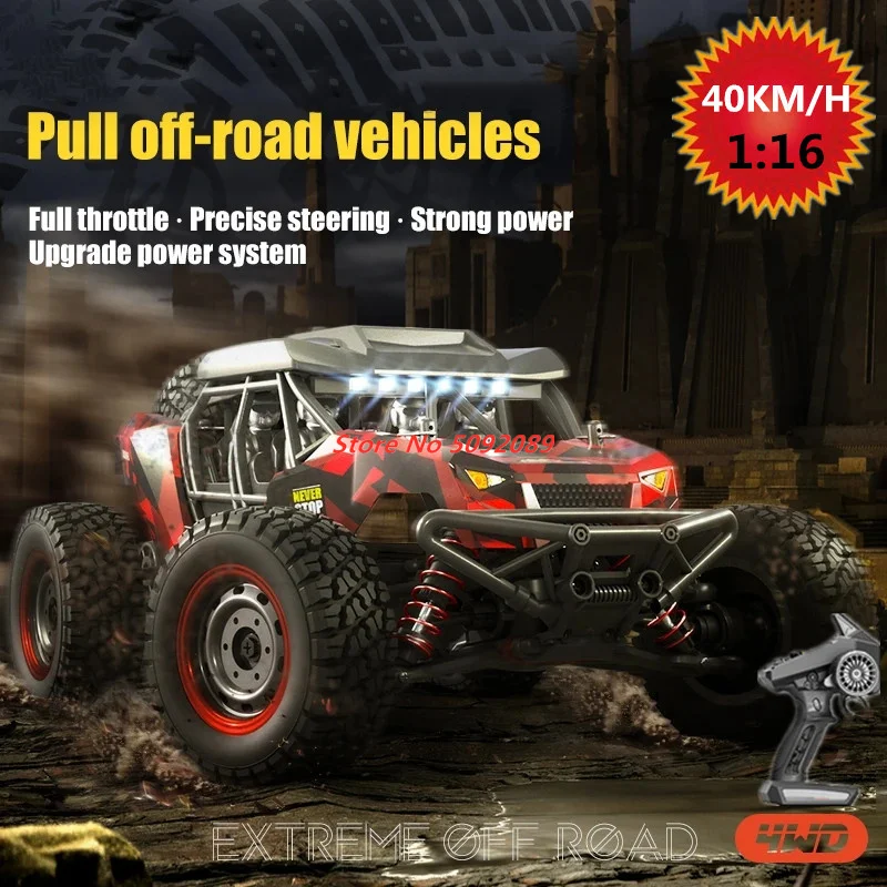 40KM/H High-speed 2.4G 1:16 Rc Desert Car Off-road Racing Car Electric 4WD Climbing Vehical With LED Highlight Shock Abosorber