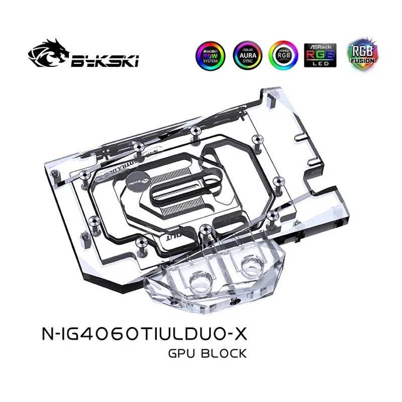 Bykski N-IG4060TIULDUO-X 4060Ti Waterblock Radiatore per colorato RTX4060Ti Ultra OC GPU Water Cooler ARGB 5V SYNC + piastra posteriore