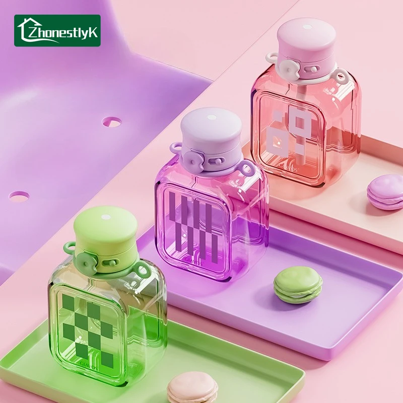 

850ml Plastic Water Bottle with Straw Children Leakproof Drinking Bottles Gym Travel Outdoor Sports Kettle Camping Drinkware