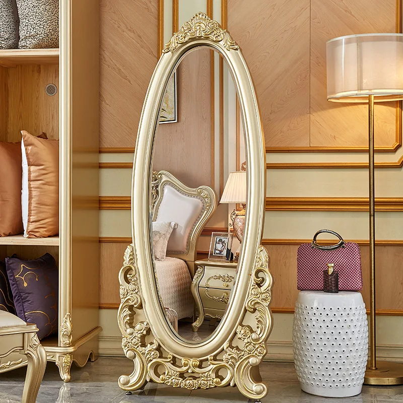 

Large Decorative Mirror Vanity Glass Vintage Gold Standing Shower Full Body Mirror Cosmetic Espejo Joyero Home Decoration