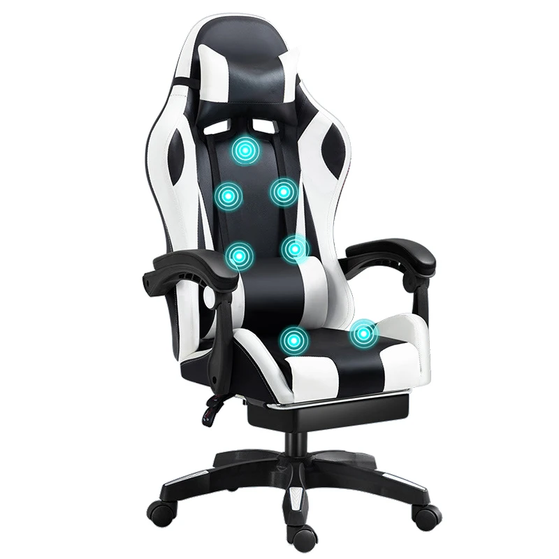 

Luxury Fast Shipping PC Computer Game Chair Massage Silla Gamer Ergonomic Leather Gaming Chair with Footrestpromote sales