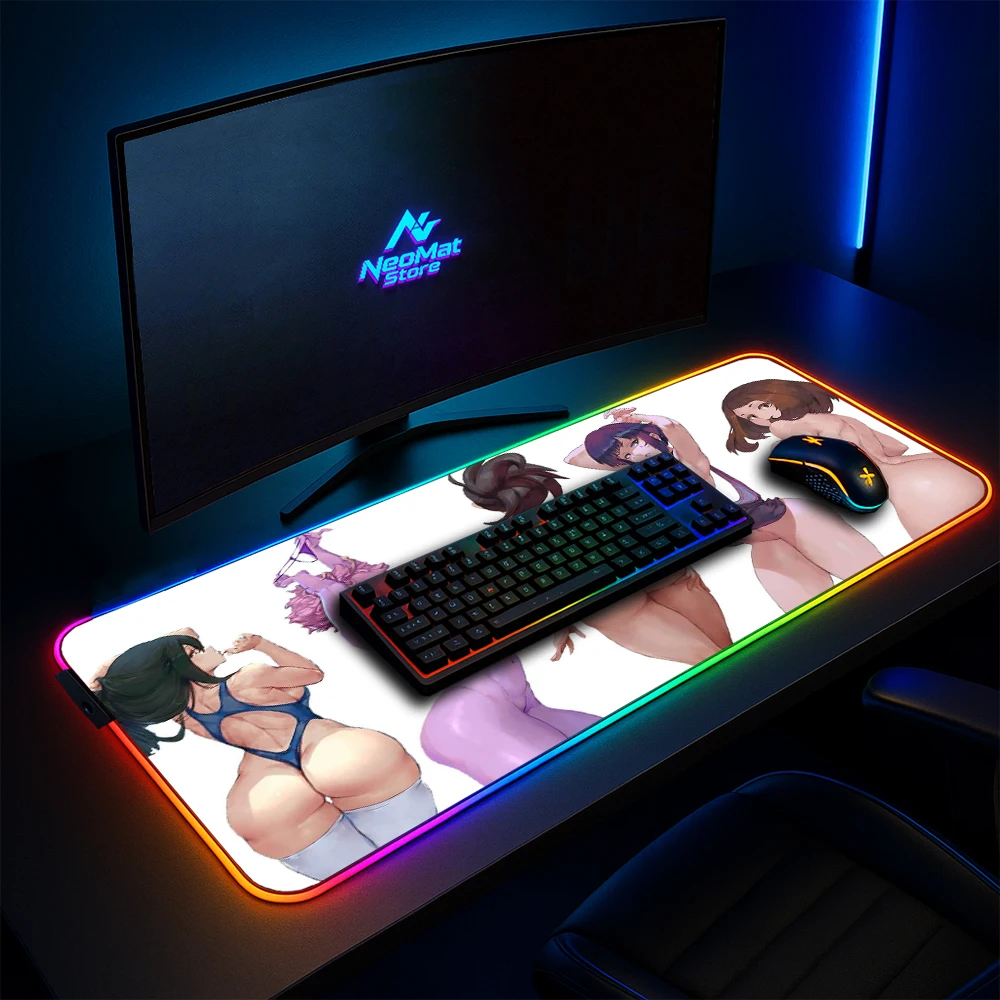 Mouspad Rgb Hentai Led Mat Hip Mouse Pad Naked butt Computer Mat with Backlight Gaming Room Glowing Keyboard Mat Large 1000x500