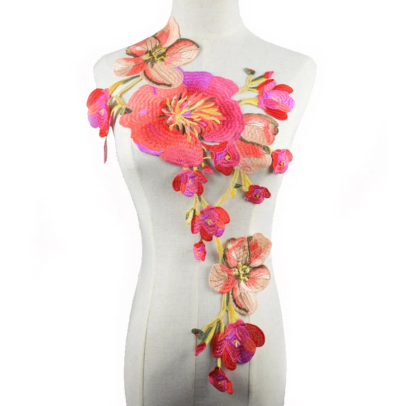 New Plum Blossom Flower Collar Sew on Patch Applique Badge Embroidered Lace Dress Cheongsam Clothes Decor DIY Accessories