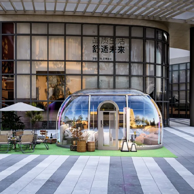 Detachable Geodesic Modern Four Season Camping Dome Tent PC Transparent Aluminum Frame Prefab Bubble Outdoor Dining House Easy