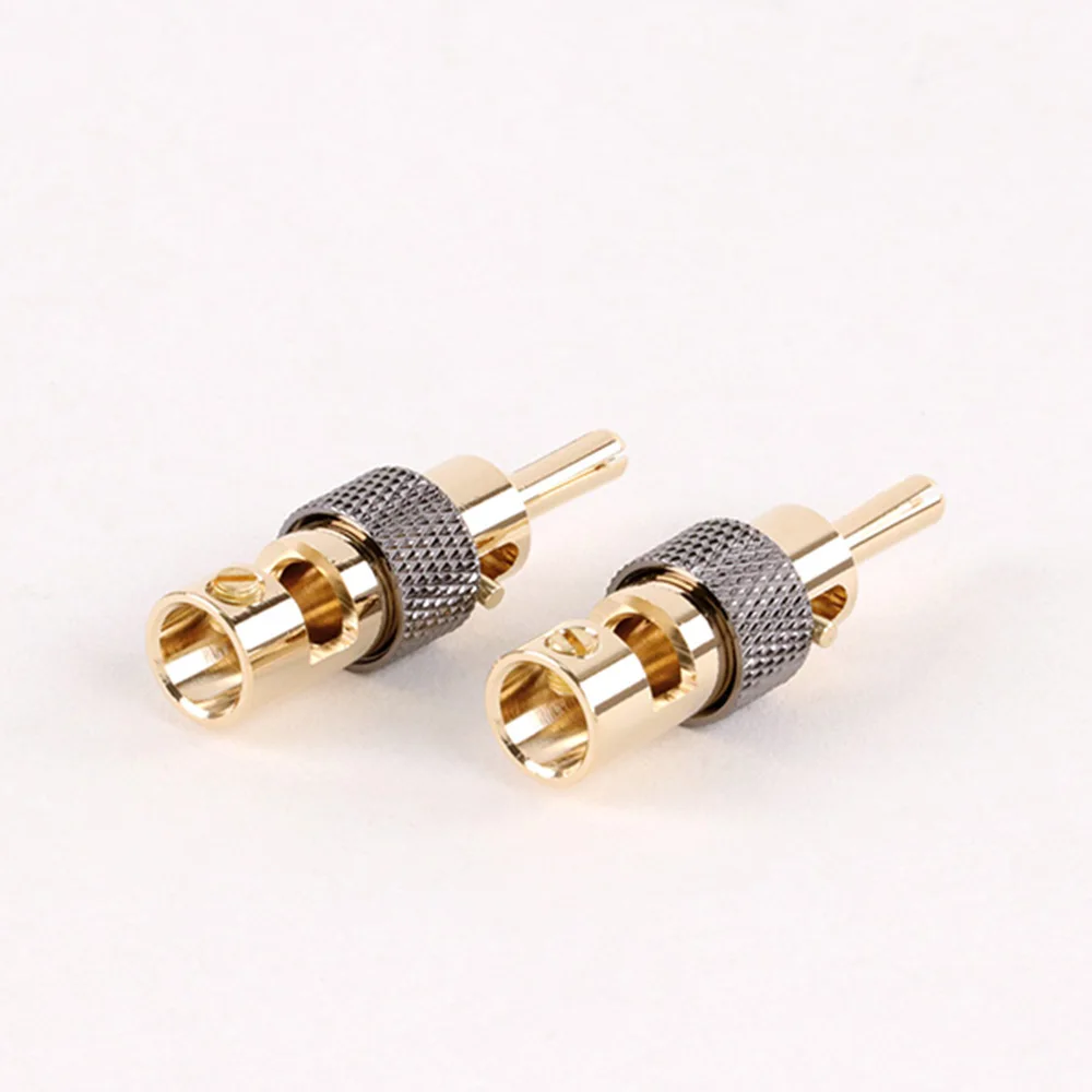 4pcs Free Shipping New Customized 24K Gold Plated Self-Lock Brass Banana Male Plug Audio Connector Speaker Amplifier Jack