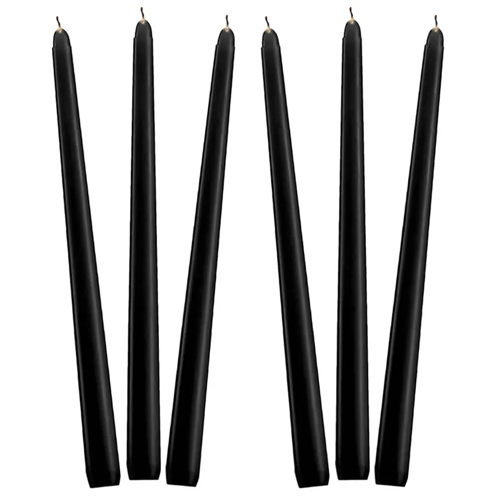 6 candele conico alto, cera di paraffina, compleanno, matrimonio, decorazione portatile, non profumata, nera, decorazione per la casa