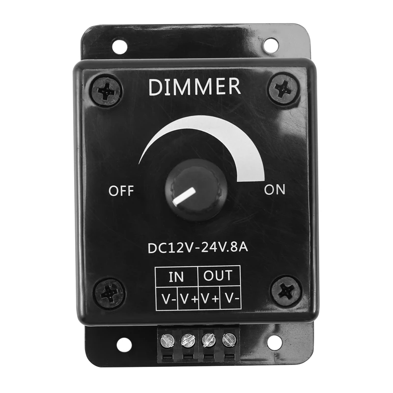 

Black LED Dimmer Switch DC 12V 24V 8A Adjustable Brightness Lamp Bulb Strip Driver Single Color Light Power Supply Controller