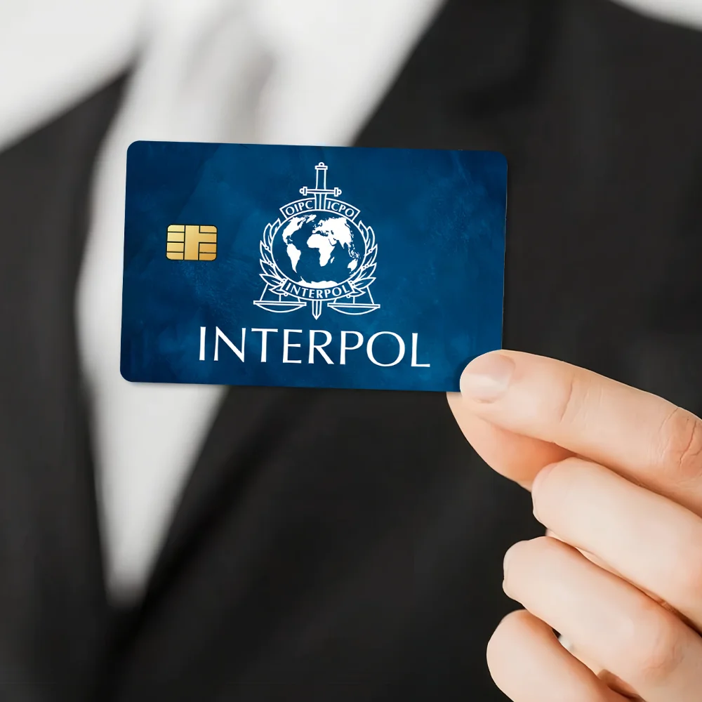 ملصقات بطاقات الائتمان المزخرفة المقاومة للماء من Interpol، 4 قطع من ملصقات حافلة البنك للديكور الأمامي للخصم