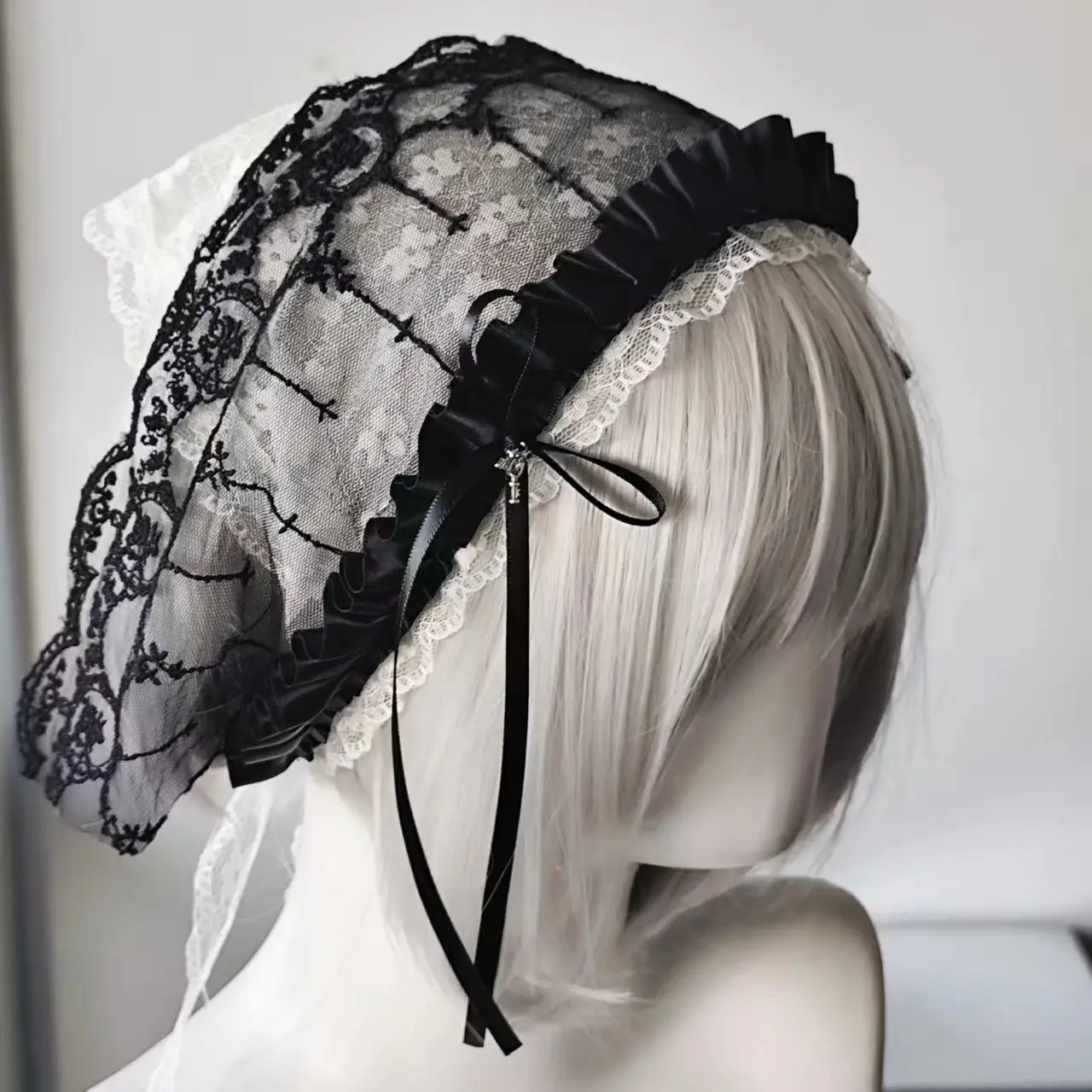 

Готический кружевной платок с цветочным принтом, бандана, темный галстук-бабочка, аксессуары для волос для женщин