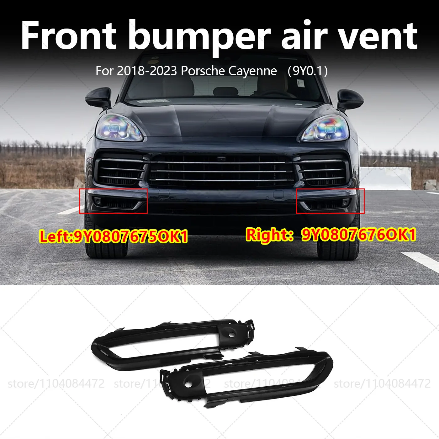 

For Porsche 2018-2023 Cayenne 9Y0.1 Front Bumper Lower Air Vent OEM 9Y0807675OK1 9Y0807676OK1